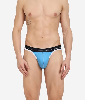 La Intimo Pack of 1 Cotton Blend Thongs For Men's ( Blue )