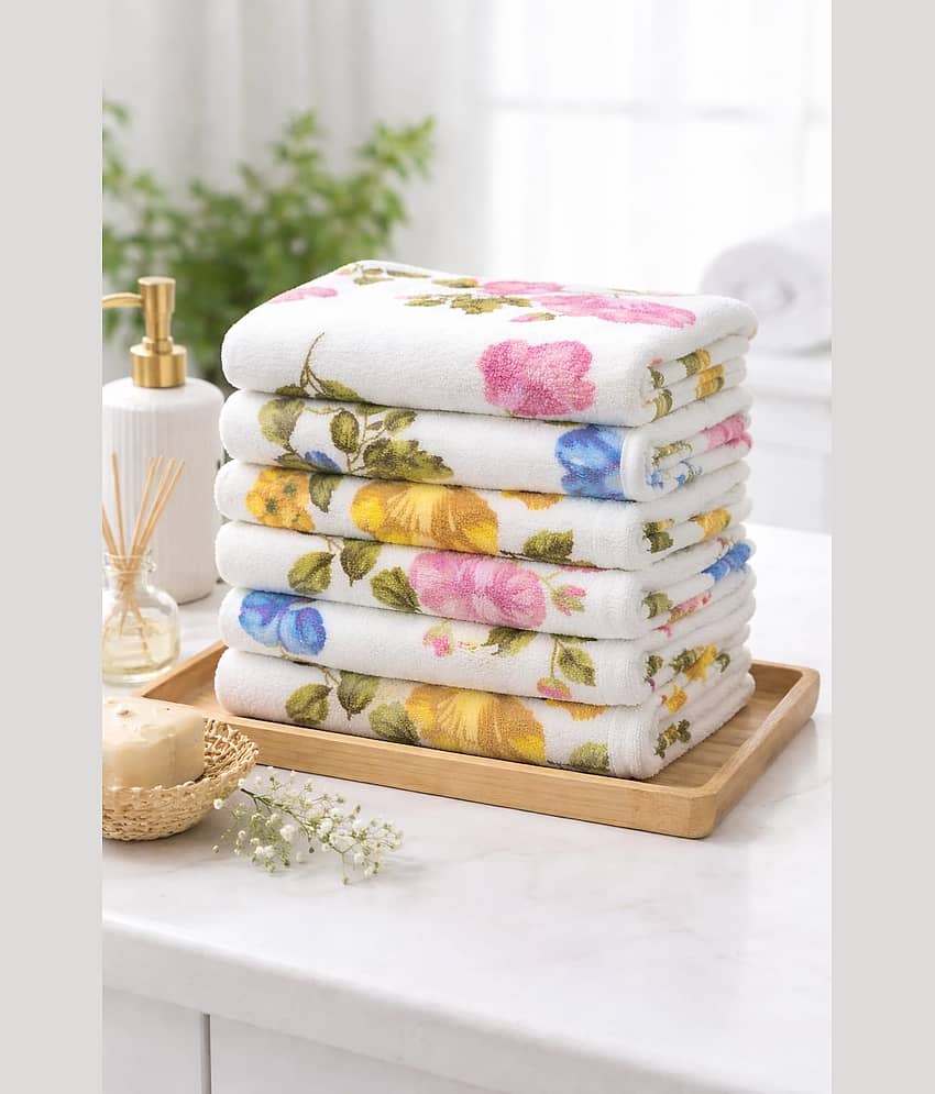 Satisfyn Pack of 6 Microfibre 451-500 -GSM Hand Towel ( Assorted )
