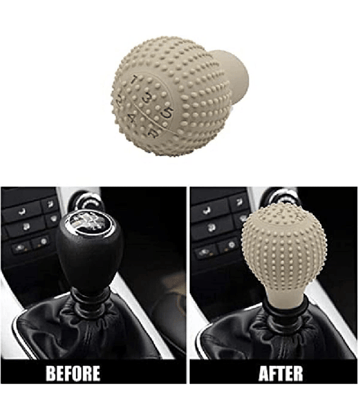Aksmit Pack Of-1 Car Gear Shift Knob Cover, Silicone Anti-Slip Auto Knob Gear Stick Protector, Elastic Silicone Car Automatic Shift Protector Cover for Men Women, Universal Car Interior Accessories (Beige)