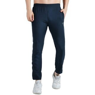 Kwings Soft NS Lycra Track Pant for Men - Comfortable Straight Fit Joggers with Secure Side Zipper Pockets Dark Grey XXL