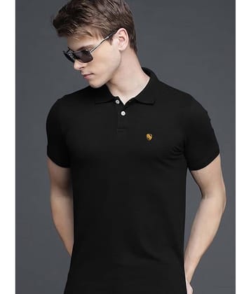 Merriment Pack of 1 Cotton Blend Regular Fit Solid Half Sleeves Men's Polo T Shirt ( Black )