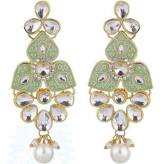 Triple Triangle Traditional Mint Green Copper Material Drop Hook Earrings for Women's