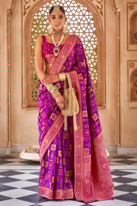 Purple Banarasi Silk Saree