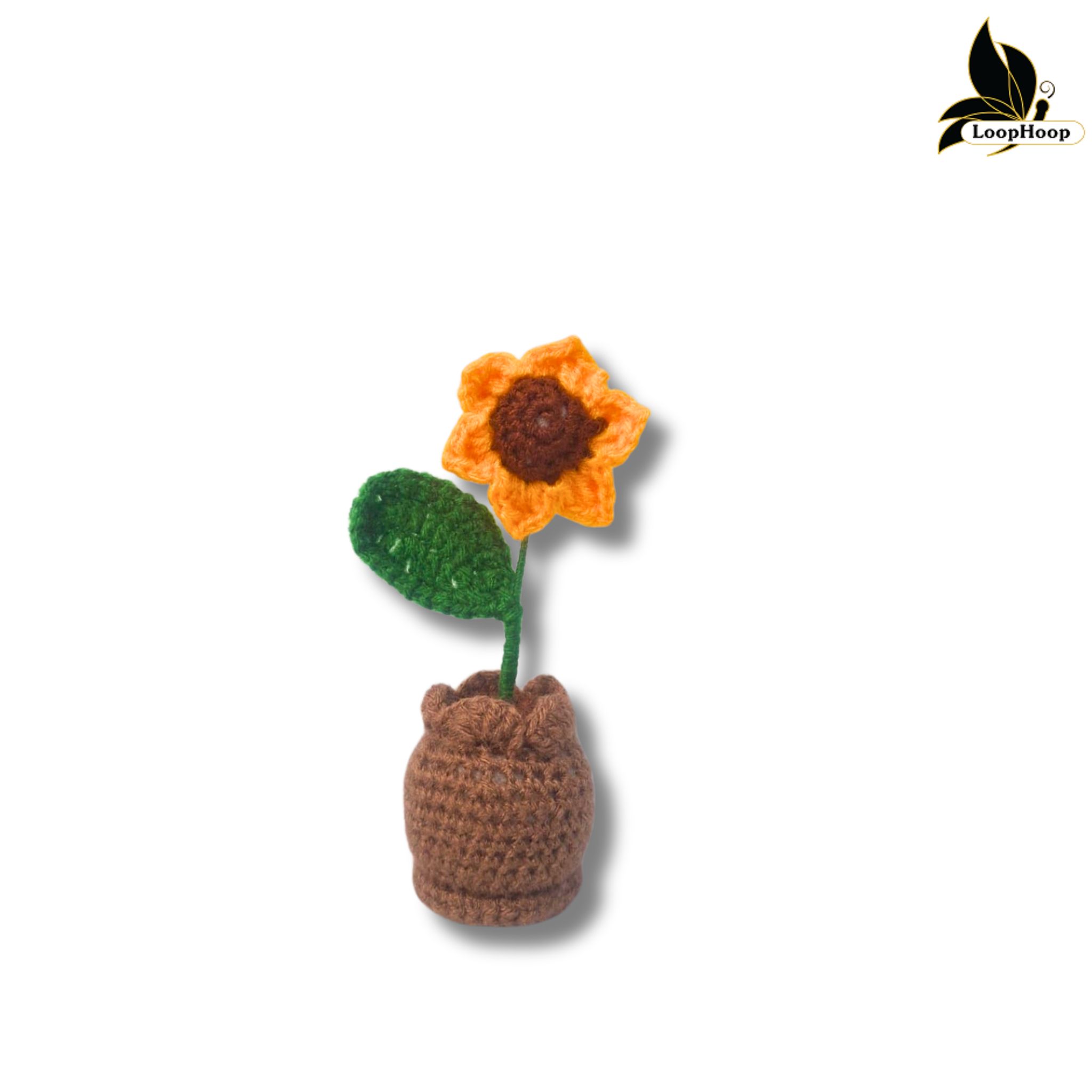 Crochet Handmade Yellow Sunflower Pot (1 steam)