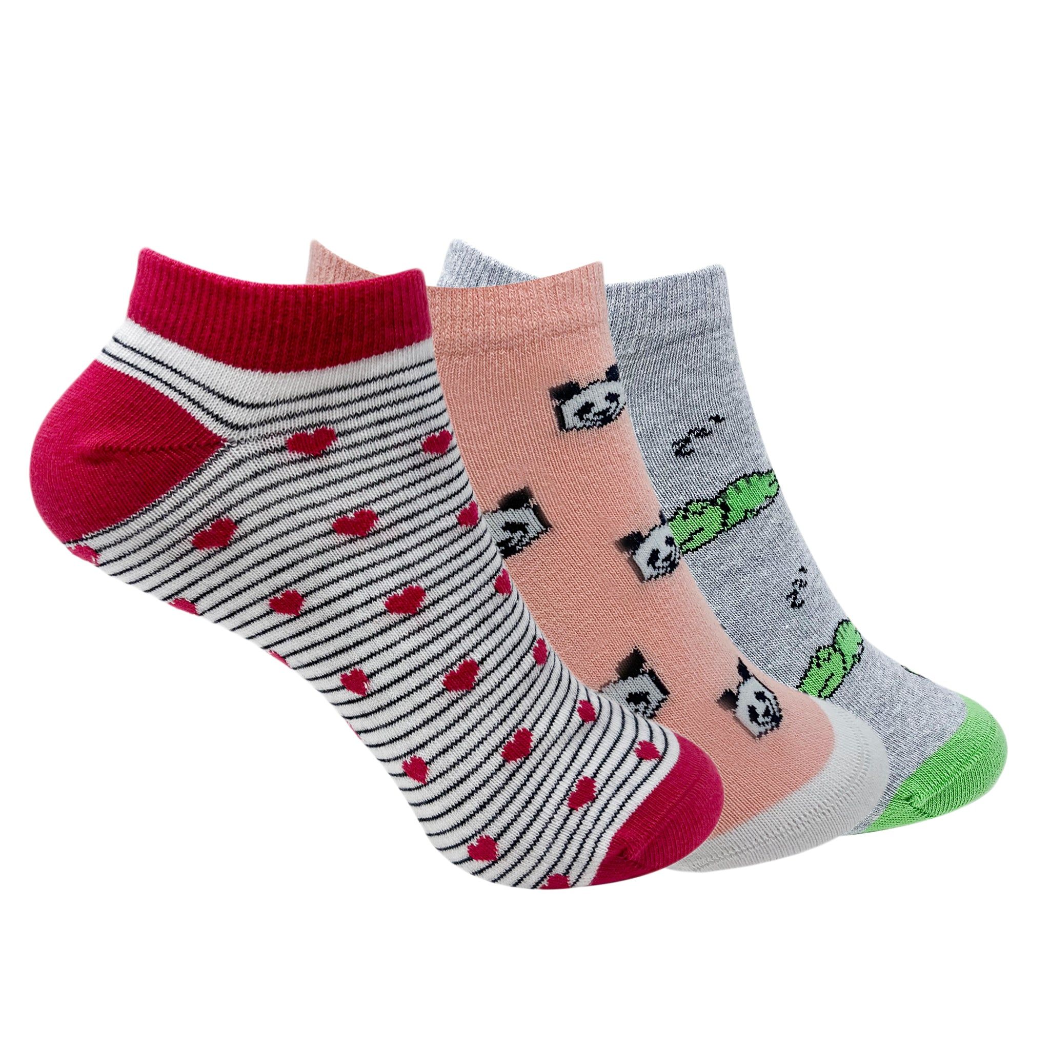 Feminine Flare Set-of-3 Ankle Socks for Women