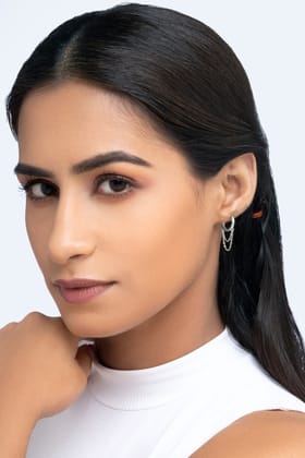Chain Dangler Hoop-Rhodium plated / pair