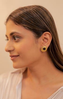 Ignite and Shine Black Stud Earrings-STAINLESS STEEL / BLACK