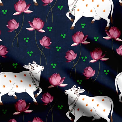 Cows pichwai Chinnon Chiffon Fabric