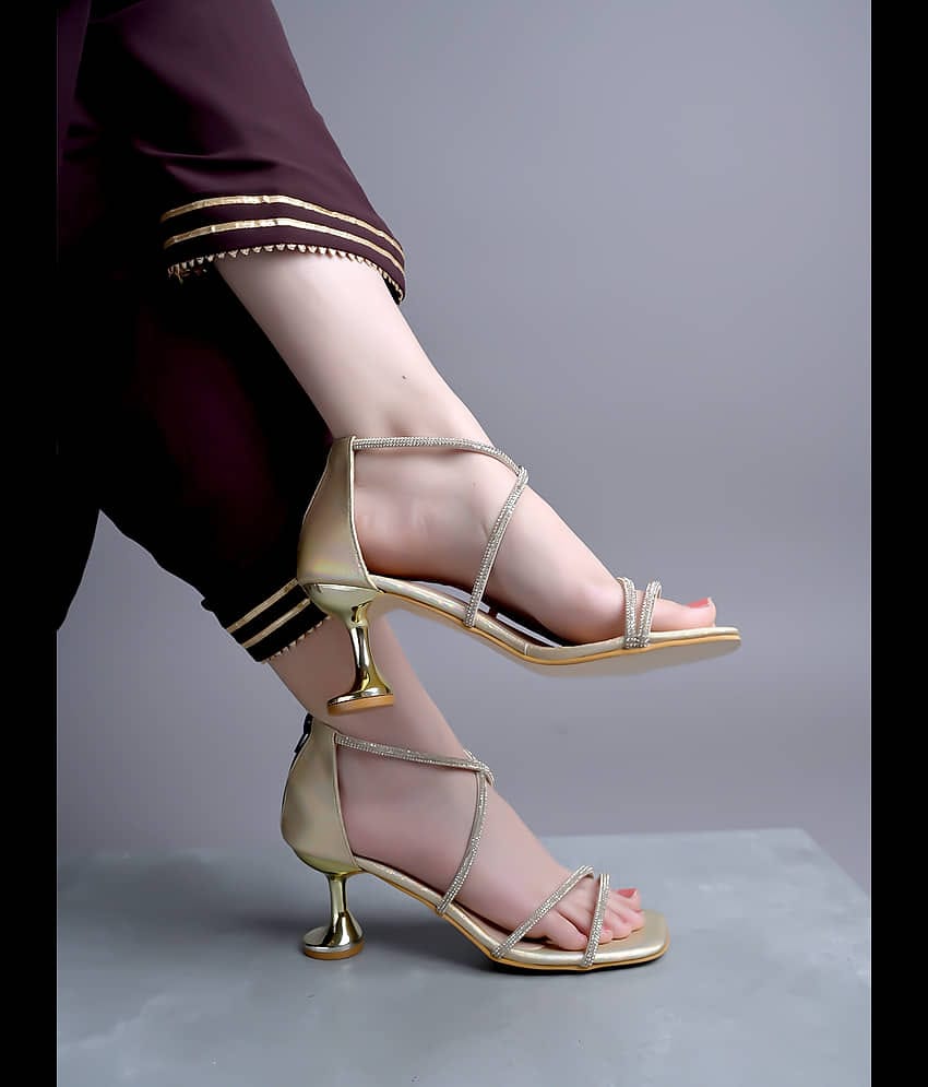 Stylestry Gold Women's Sandal Heels