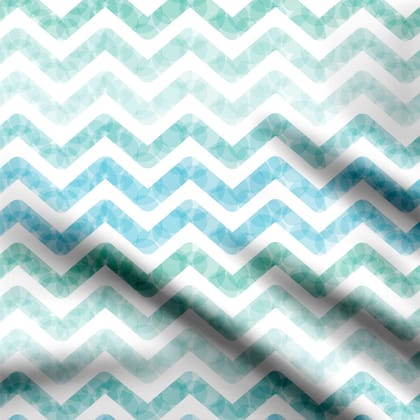 Green And Blue Wave Stripes-Cotton