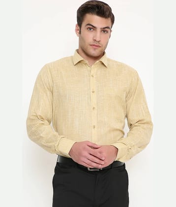 Maharaja Cotton Blend Slim Fit Full Sleeves Men's Formal Shirt - Yellow ( Pack of 1 )