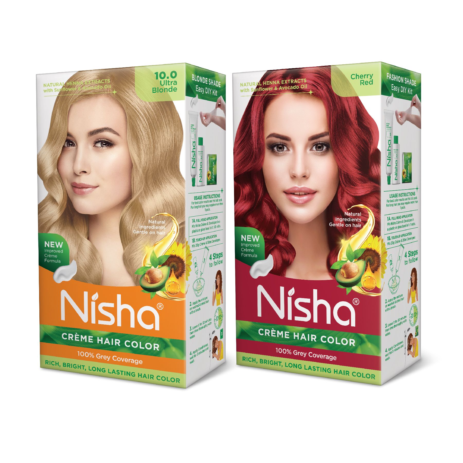 Nisha Creme Hair Color Combo, Pack of 2 Ultra Blonde & Cherry Red