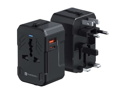 Portronics JuiceMate 4 20W Type C PD Output, 18W USB A Mach Output, Universal AC Outlet, Child Safety Shutter