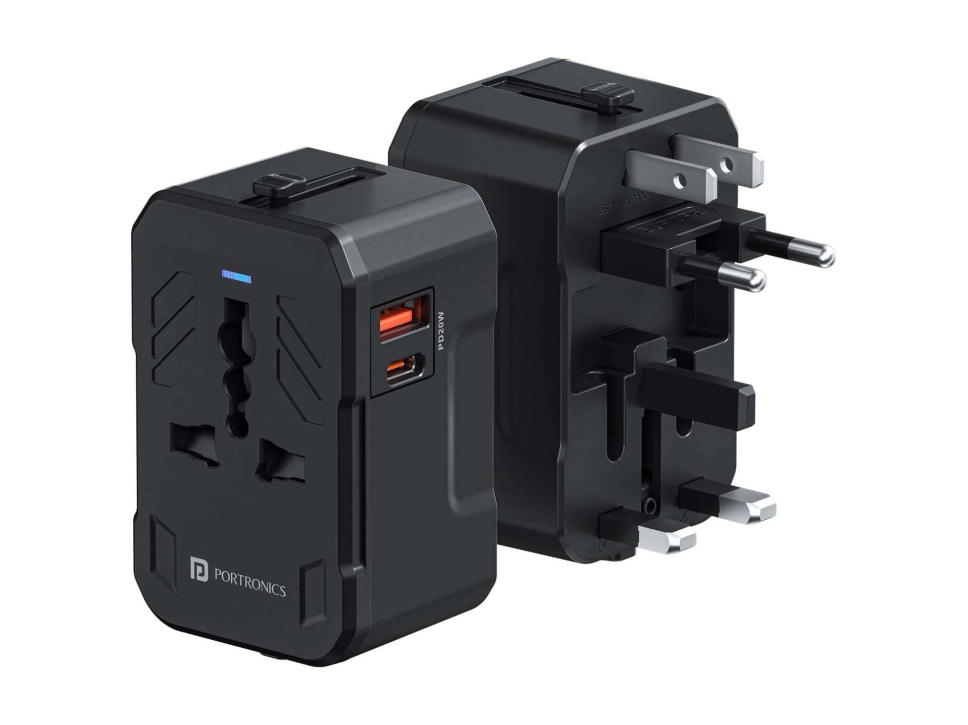 Portronics JuiceMate 4 20W Type C PD Output, 18W USB A Mach Output, Universal AC Outlet, Child Safety Shutter