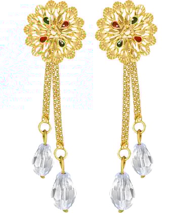 Vighnaharta Golden Drop Earrings ( Pack of 1 )