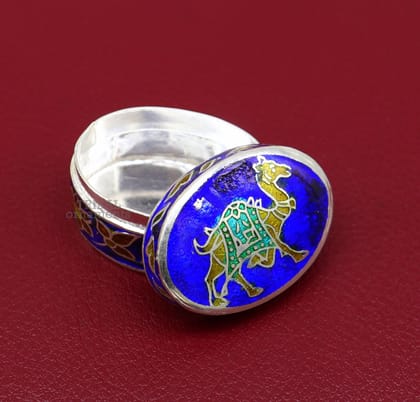 925 sterling silver trinket box, kajal box/casket box bridal oval shape box collection, container box, eyeliner box gifting art stb364