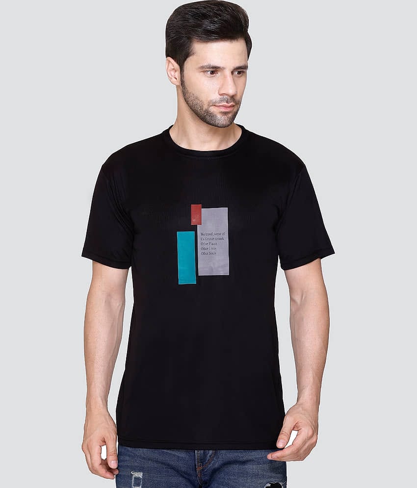 Zeffit Polyester Regular Fit Printed Half Sleeves Men's T-Shirt - Black ( Pack of 1 )