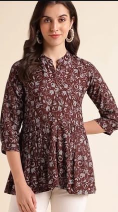 Reyon Striped Short Kurti