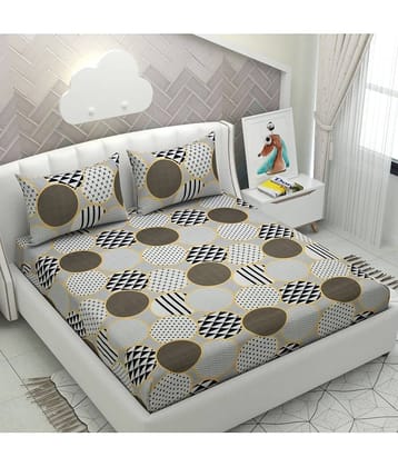 Apala Microfiber Abstract King Size Bedsheet With 2 Pillow Covers - Black