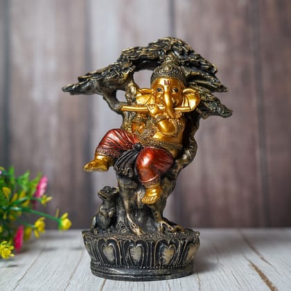 Craftlayout Resin Ganesha Idol Sitting Under Tree 23 Cm