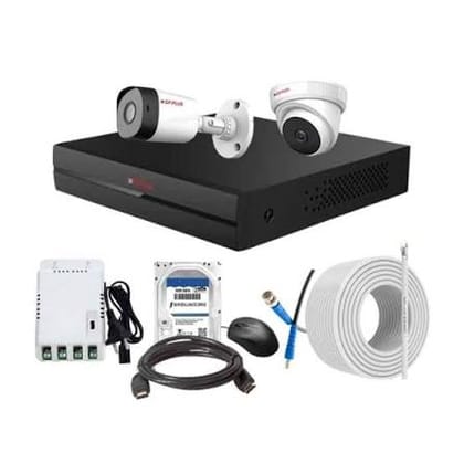Buy CP Plus 2.4MP Full HD Audio Indoor & Outdoor CCTV Combo Kit with 4Ch DVR, 1 Dome 1 Bullet Camera, 4Ch SMPS, 70m Cable, 500GB HDD & Connector Online At Best