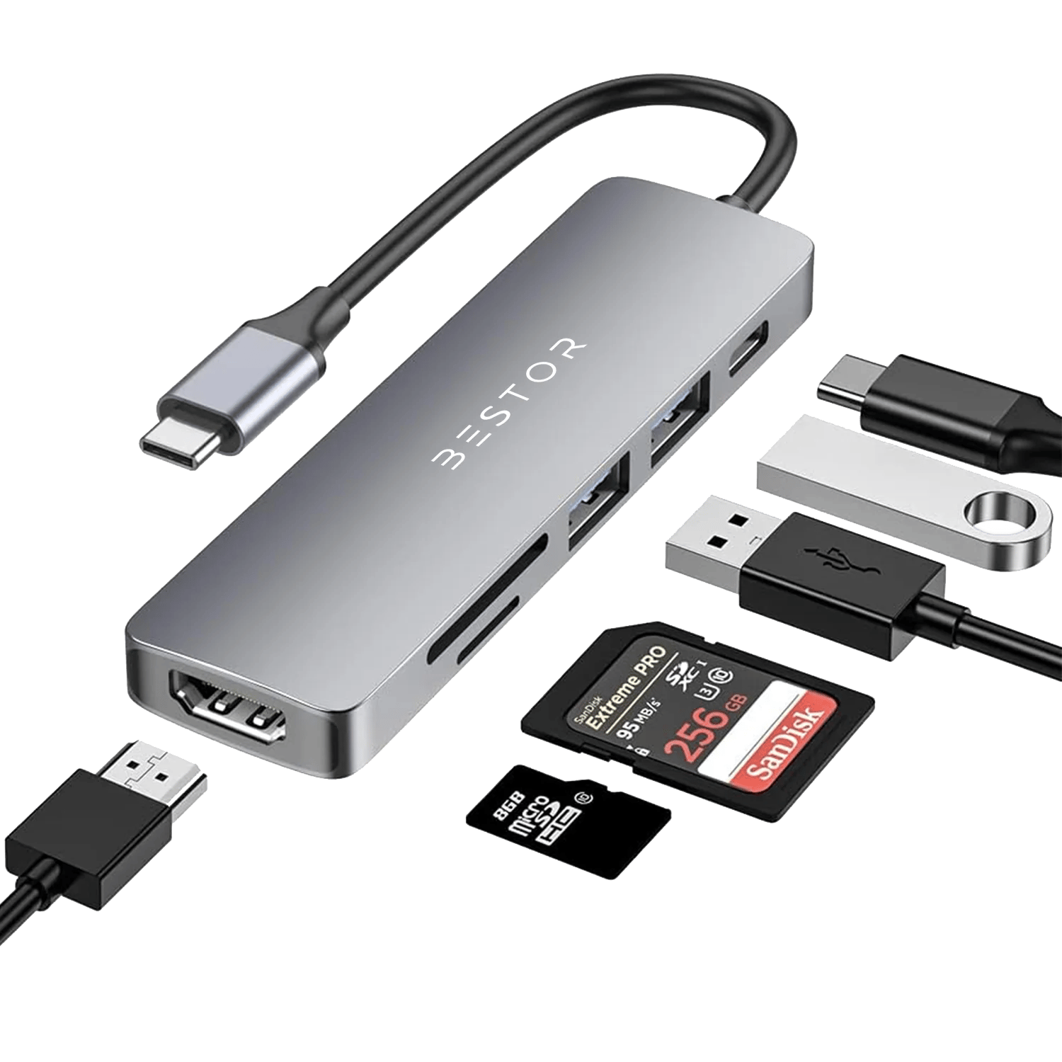 6 in 1 USB C HUB-With C Type