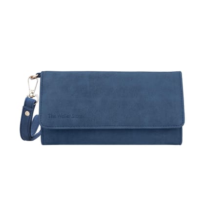 The Wallet Store Suede Leather Clutch For Women - Blue The Wallet Store Suede Leather Clutch For Women - Blue