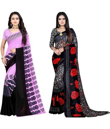 LEELAVATI Georgette Printed Saree With Unstitched Blouse Piece ( Multicolor )