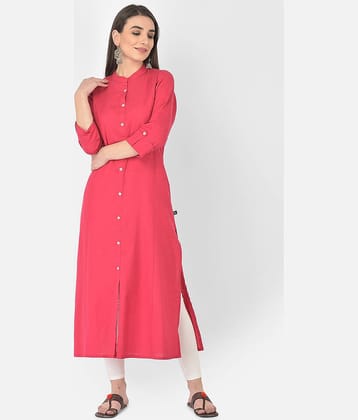 Pistaa - Pink Cotton Blend Women's Front Slit Kurti ( Pack of 1 )