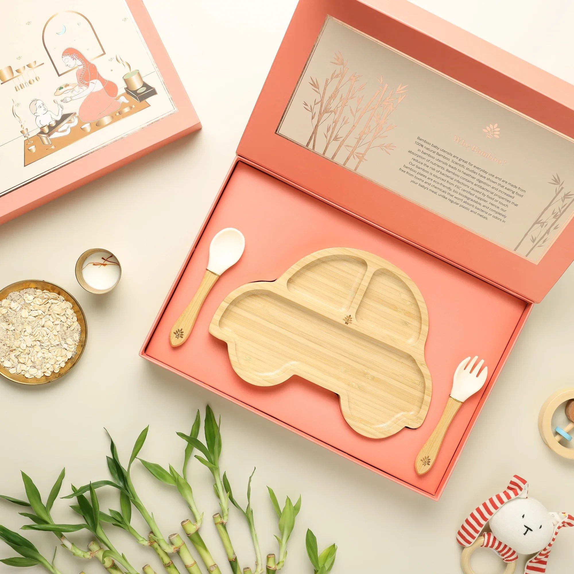 Laad Dulaar Bamboo Feeding Plate -Car Shape