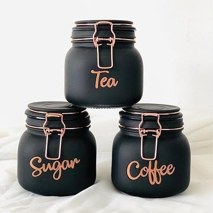 Tea Coffee Sugar Containers For Kitchen Storage Container With Lid Tea Coffee & Sugar, Dry Fruit Jars (set of 3)