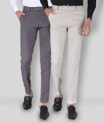SREY - Grey Polycotton Slim - Fit Men's Chinos ( Pack of 2 )