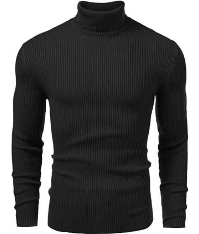 OLENE Woollen Blend High Neck Men's Full Sleeves Pullover Sweater - Black ( Pack of 1 )