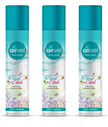 Airvel Floral Fragrance Room Spray Air Freshener for Home, Bathroom and Car 217ml ( Pack of 3 )