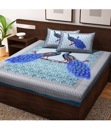 Uniqchoice Cotton 1 Double Bedsheet with 2 Pillow Covers ( Turquoise )