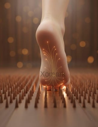 Brown Wooden Foot Massager With 6 Rollers, Traditional Acupressure Design For Pain Relief, Stress Relief, Reflexology