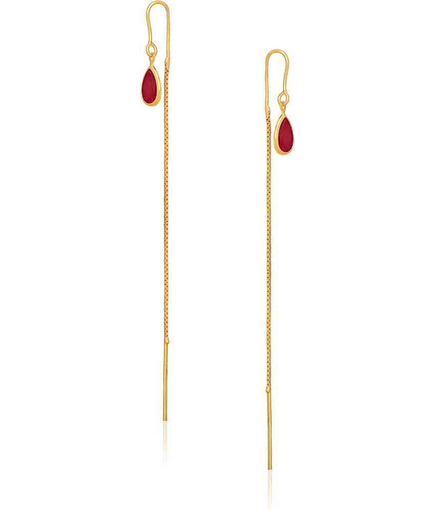 Drashti Collection Golden Threader Earrings ( Pack of 1 )