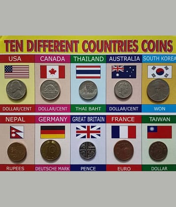 Hop n Shop - Collection of World Coins 10 Countries 1 Numismatic Coins