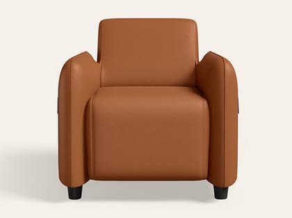 Cheers 1 Seater Synthetic Leather Sofa (1-Year Warranty, Solid Wood, Toffee)