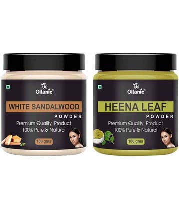 Oilanic 100% White Sandalwood Powder & Heena Leaf Powder For Skin Hair Mask 200 g Pack of 2