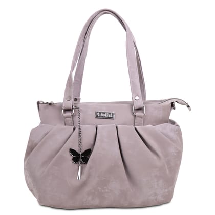 Jothi Aria Premium Womens Handbag | Velvet Textured Synthetic Leather Tote | Lightweight & Spacious | Soft Base | Water-Resistant | Dual Top Handles | Light Brown