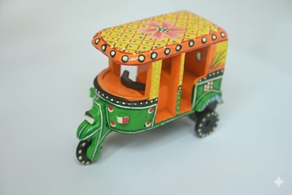 Icrafts Handmade Wooden Auto – Mini Multicolor Wooden Toy (L: 15.24 cm × B: 7.62 cm × H: 10.16 cm, Weight: 70 g)