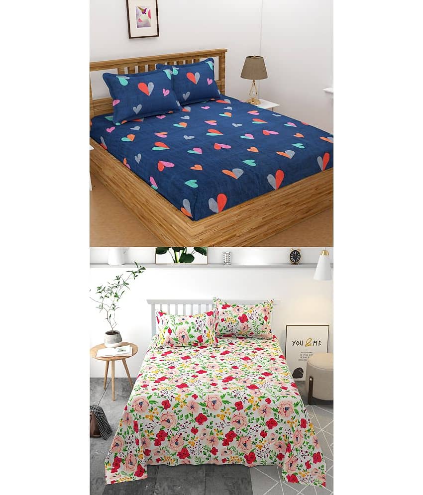 Homefab India Microfibre Double Bedsheet ( Grey )