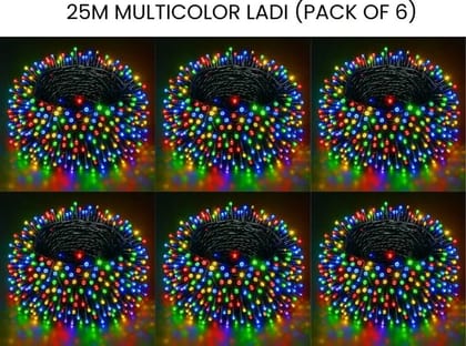 SPARKWORLD 70 LEDs 25 m Multicolor Steady Bulb Rice Lights (Pack of 6)