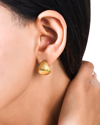 Half Textured Hoop Earrings-18k Gold Plated