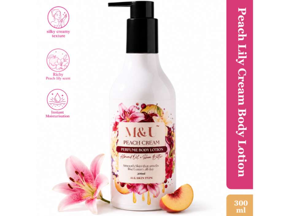 Peach Cream Lily Body Lotion | For Soft & Silky Skin | Instant Hydration with Floral Scent | 300gm