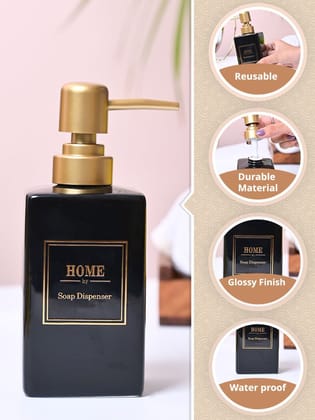 Black and Golden Square Soap Dispenser