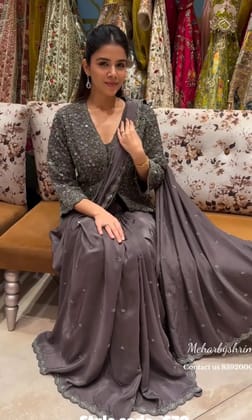 Gray 1 saree,1 sute ,1 blouse.