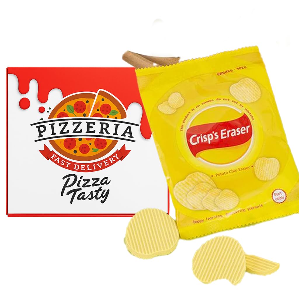 Set of Pizza Slice and turtlre Shape Eraser Piece Pizza 7 Slice and 4 Piece Turtle Collection, Educational Fun Stationery