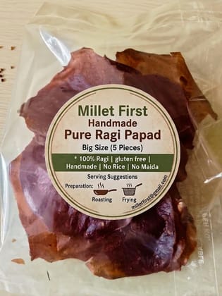 Millet First Handmade Pure Ragi Papad Big Size (5 Pieces)